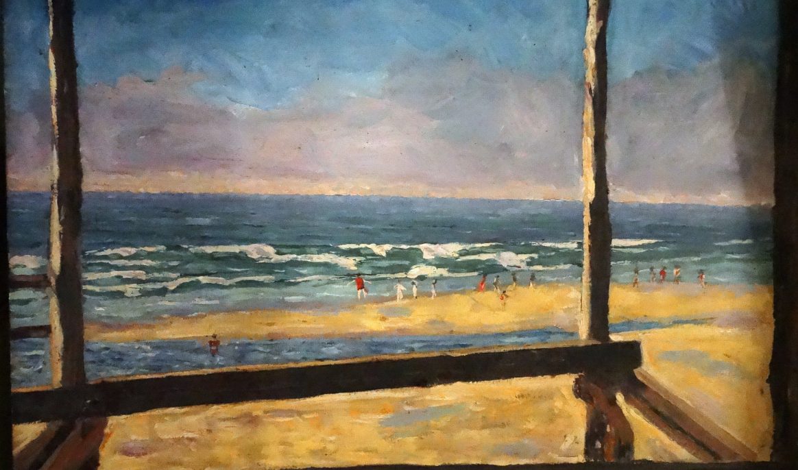 View from a bathing hut at the Miami Surf Club 1946, painted by Sir Winston Churchill.