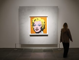 Andy Warhol's Shot Orange Marilyn (1964) is on display at a preview of Icons: Back to Madison at Sotheby's in New York City on Saturday, December 13, 2025. Icons: Back to Madison inaugurates the new global headquarters at the Breuer Building and brings together some of the most iconic works ever sold at Sotheby's. Photo by John Angelillo/UPI Photo via Newscom picture alliance