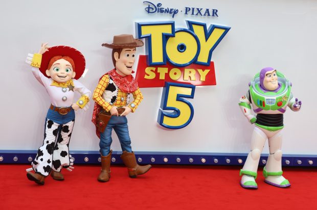 Jessie, Woody and Buzz Lightyear, Toy Story 5 - UK Launch Event, Leicester Square, London, UK, 28 May 2026, Photo by Richard Goldschmidt picture alliance