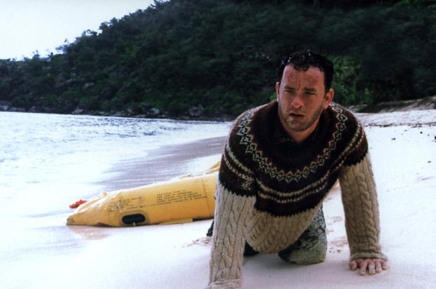 Cast Away - Verschollen, (CAST AWAY) USA 2000, Regie: Robert Zemeckis, TOM HANKS, Stichwort: Robinson, Schiffbruch, Strand, Sand, Insel, Schlauchboot