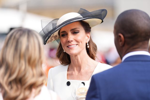 The Princess of Wales meets guests during a Royal Garden Party at Buckingham Palace, London, to celebrate frontline workers from across the United Kingdom and recognise the dedication and contribution of those who serve their communities through volunteering, supporting charitable causes and working for emergency services. Picture date: Friday May 8, 2026., Credit:Aaron Chown / PA ROTA - B68 / Avalon