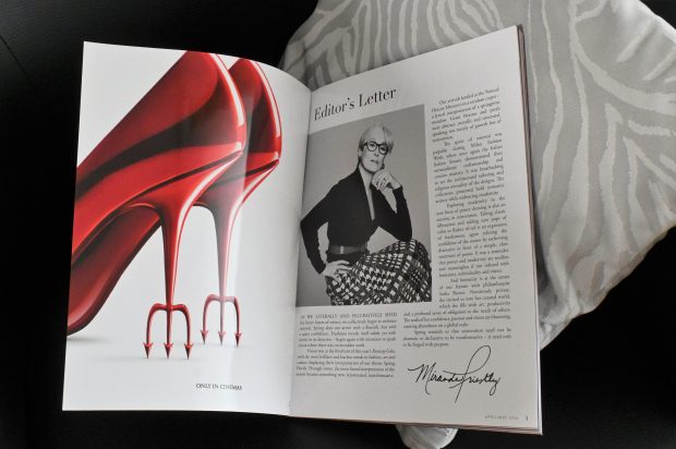 Milan, Italy The Devil Wears Prada on newsstands in Milan personalized for the iconic Runway magazine distributed to fans In the photo: Runway magazine with editorial interior featuring Meryl Streep